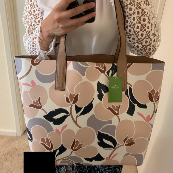 KATE SPADE MYA BREEZY FLORAL TOTE BAG REVERSIBLE - Picture 2 of 8